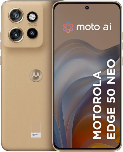 Smartphone Motorola Edge 50 Neo 5G - 256GB 8GB RAM + 8GB RAM Boost 50MP Sony Camera Moto AI IP68 NFC - Latte Vegan Leather